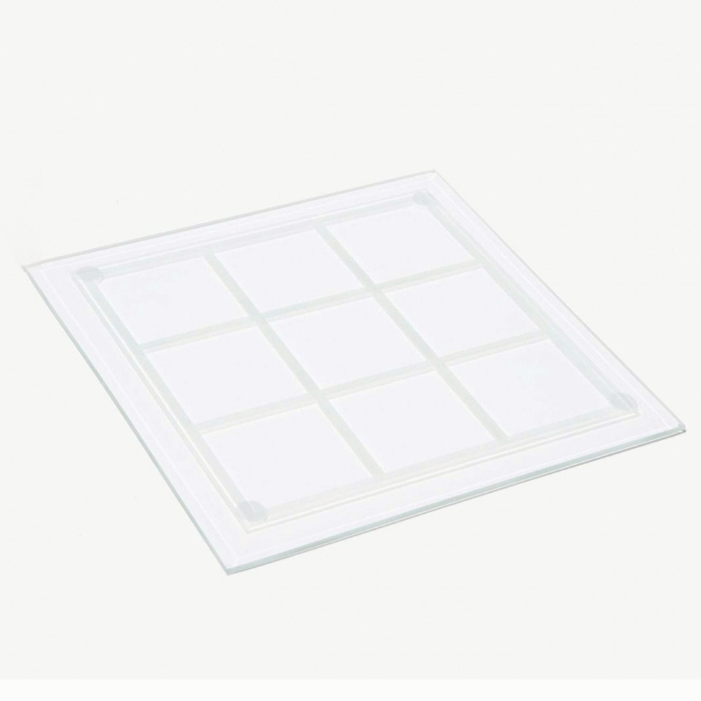 9" Clear Glass Tic-Tac-Toe Game Board - Frosted 3x3 Grid (Board Only)